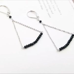Black Spinel Gemstone Sterling Silver Earrings